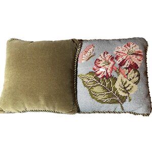 Square Vtg Hibiscus Tapestry Pillows W/Velvet Back & Rope Trim 9”X 9”Set of 2